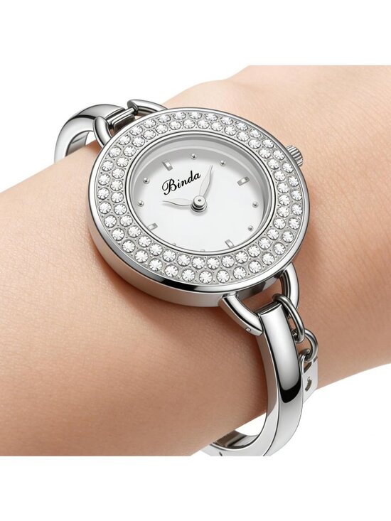 Binda Women\'s Silver White Quartz Stainless Steel Bracelet Elegant Dial Watch